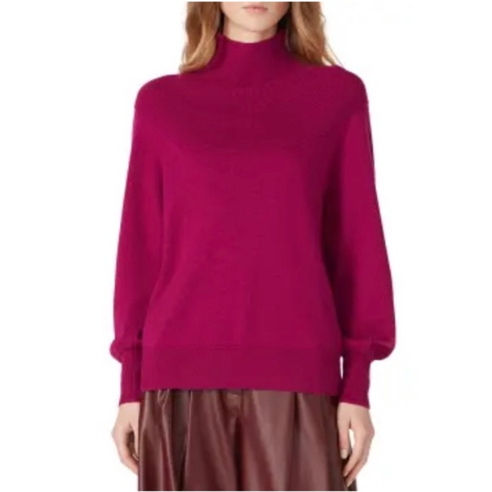 Ribbed Yolk Turtleneck Sweater